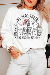 CHRISTMAS SKELETON GRAPHIC PLUS SIZE SWEATSHIRT